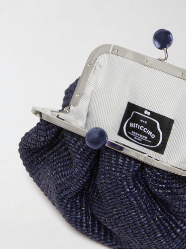 Borsa Pasticcino Bag piccola effetto rafia WKAPALMAS 26155111156 003 NAVY WEEKEND 