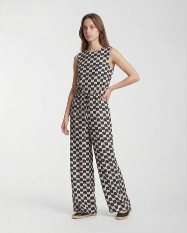 Tuta in Seta Stampata Regular Fit SMMRONCHI 26192410236 001 BLUE/NERO MAX MARA 