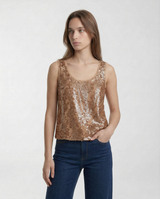 Top in fil coupé con paillettes PBPFIBBIA 2611161142 001 SABBIA PENNY BLACK 