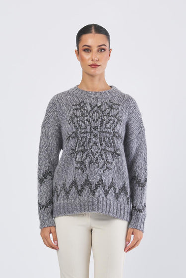 Maglia CIAD 2521366513 jacquard piazzato in mouline CIAD 2521366513 006 FIOCCO GRIGIO PENNY BLACK