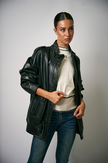 Giacca BESSICA 252344605 nappa shiny BESSICA 252344605 003 NERO MARELLA