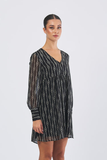 Abito LIVORNO 2521226083 creponne di poliestere stampato LIVORNO 2521226083 002 CATENA FONDO PENNY BLACK 