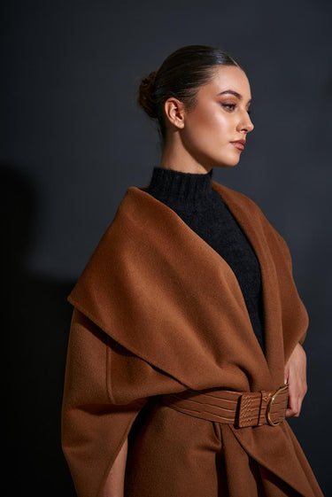 Cappotto CP67D56E2 con cintura CP67D56E2 EC1 BROWN SUGAR ELISABETTA FRANCHI 