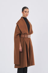 Cappotto CP67D56E2 con cintura CP67D56E2 EC1 BROWN SUGAR ELISABETTA FRANCHI