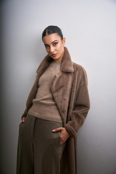 Cappotto PE0245520286 ecopelliccia leggera sfoderata PE0245520286 063 TORTORA SCURO SEVENTY 