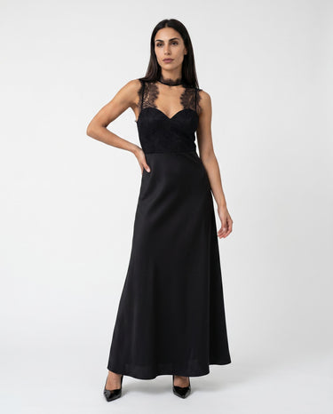 Abito lungo Rinascimento con Busto in Pizzo Aderente CFC0127526003 B001 NERO RINASCIMENTO 