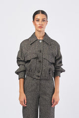 Giacca NILLA 252304605 diagonale misto lana effetto tweed NILLA 252304605 001 MARRONE/BEIGE MARELLA