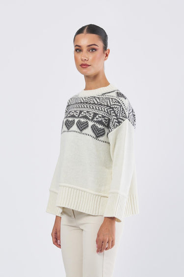 Maglia BREST 252536633 fil. jacquard misto lana+mohair BREST 252536633 001 BURRO+GRIGIO EMME MARELLA 