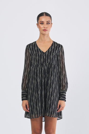 Abito LIVORNO 2521226083 creponne di poliestere stampato LIVORNO 2521226083 002 CATENA FONDO PENNY BLACK 