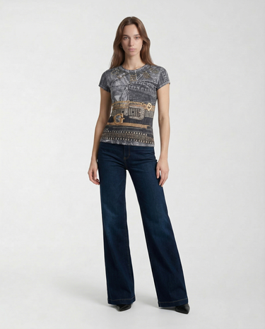 T-shirt Classic Fit W6RI05 KCCG0 JET BLACK MULTI GUESS 