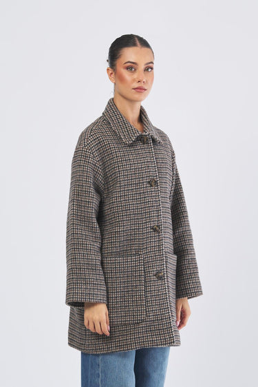 Giaccone ZINNIA 252508603 doppio tinto filo fantasia garzato ZINNIA 252508603 001 TESTA DI MORO EMME MARELLA 