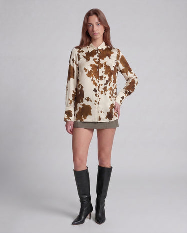 raso fluido di poliestere stampato PBBALPE 26111111132 001 FONDO AVORIO PENNY BLACK 