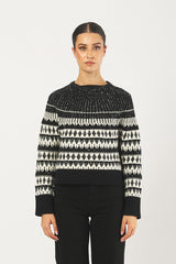 Maglia XANADU 2521366503 jacquard misto lana XANADU 2521366503 003 AVORIO-NERO PENNY BLACK 