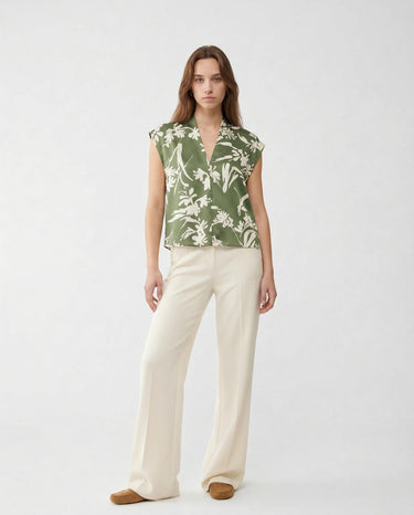 Blusa in Twill di Seta PBPAEROVIA 2611111123 002 FLOREALE VERDE PENNY BLACK 