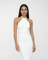 Abito Elisabetta Franchi con Scollo Olimpionico Aderente AB91761E2 360 AVORIO ELISABETTA FRANCHI 