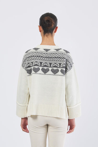 Maglia BREST 252536633 fil. jacquard misto lana+mohair BREST 252536633 001 BURRO+GRIGIO EMME MARELLA 