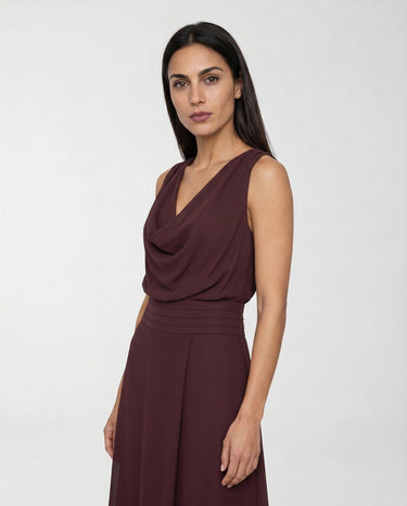 Abito in Georgette Elisabetta Franchi Slim Fit AB88461E2 644 CACAO ELISABETTA FRANCHI 