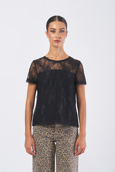 T-shirt FORMA 252197605 pizzo disegno floreale FORMA 252197605 006 NERO PENNY BLACK