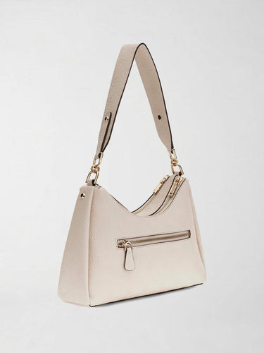 Borsa a Spalla Anise Double Zip in Ecopelle Beige Pietra HWPD99 16180 STONE LOGO GUESS 