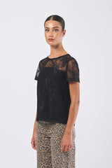 T-shirt FORMA 252197605 pizzo disegno floreale FORMA 252197605 006 NERO PENNY BLACK