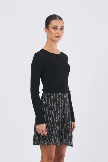Abito ELETTA 252122613 creponne di poliestere stampato ELETTA 252122613 002 CATENA FONDO PENNY BLACK