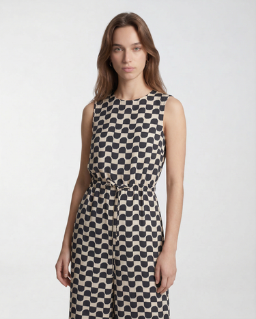 Tuta in Seta Stampata Regular Fit SMMRONCHI 26192410236 001 BLUE/NERO MAX MARA 