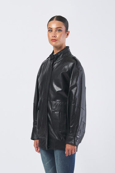 Giacca BESSICA 252344605 nappa shiny BESSICA 252344605 003 NERO MARELLA 
