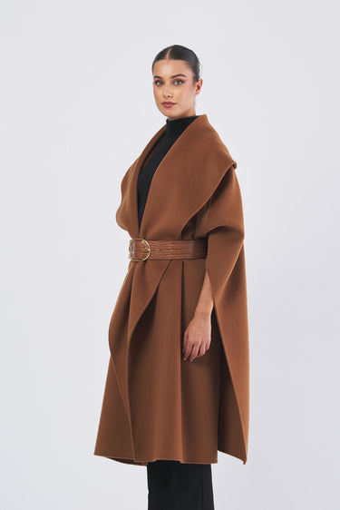 Cappotto CP67D56E2 con cintura CP67D56E2 EC1 BROWN SUGAR ELISABETTA FRANCHI 