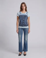 T-shirt Cropped Regular Fit W6RI04 KCCG0 FBCJ SOFT LIGHT BLU GUESS 
