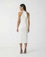 Abito Elisabetta Franchi con Scollo Olimpionico Aderente AB91761E2 360 AVORIO ELISABETTA FRANCHI 