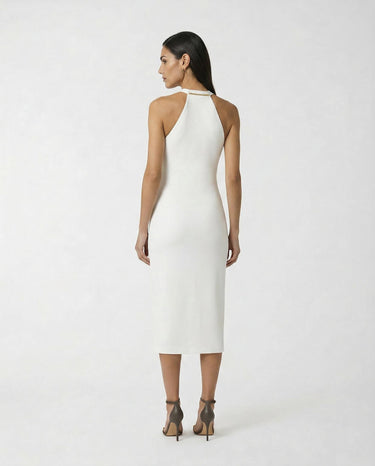 Abito Elisabetta Franchi con Scollo Olimpionico Aderente AB91761E2 360 AVORIO ELISABETTA FRANCHI 