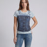 T-shirt Cropped Regular Fit W6RI04 KCCG0 FBCJ SOFT LIGHT BLU GUESS 