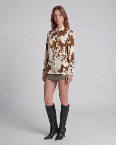 raso fluido di poliestere stampato PBBALPE 26111111132 001 FONDO AVORIO PENNY BLACK 