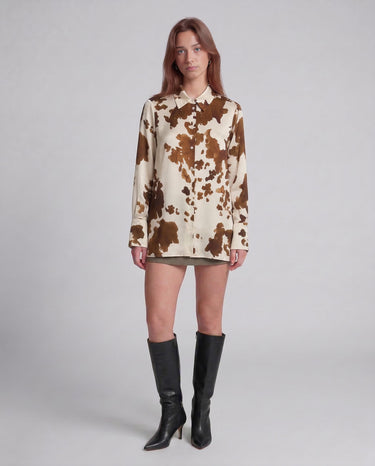 raso fluido di poliestere stampato PBBALPE 26111111132 001 FONDO AVORIO PENNY BLACK 