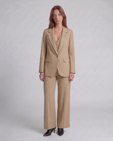 Blazer gessato con paillettes PBPMELODIA 2611041082 002 FONDO SALVIA PENNY BLACK 