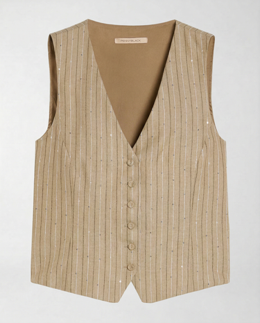 Gilet Gessato con Paillettes PBPRENNA 261115102 002 FONDO SALVIA PENNY BLACK 