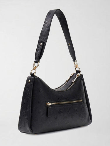 Borsa a Spalla Anise Double Zip in Ecopelle Nero HWPD99 16180 BLACK LOGO GUESS 
