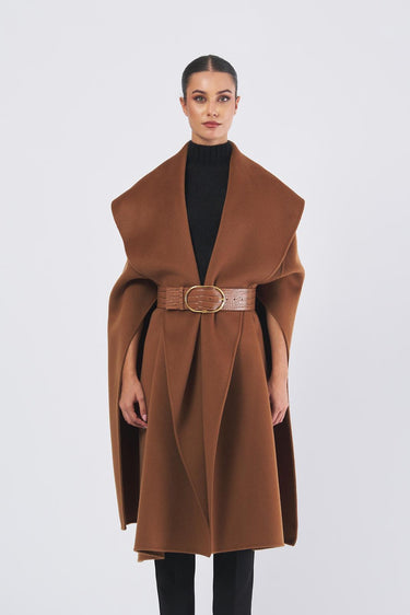 Cappotto CP67D56E2 con cintura CP67D56E2 EC1 BROWN SUGAR ELISABETTA FRANCHI 