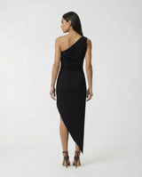 Abito Elisabetta Franchi Monospalla con Dettaglio Gioiello Slim Fit AB90661E2 110 NERO ELISABETTA FRANCHI 