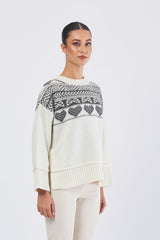 Maglia BREST 252536633 fil. jacquard misto lana+mohair BREST 252536633 001 BURRO+GRIGIO EMME MARELLA