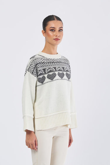 Maglia BREST 252536633 fil. jacquard misto lana+mohair BREST 252536633 001 BURRO+GRIGIO EMME MARELLA 