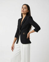 Giacca Elisabetta Franchi in Doppio Crêpe Stretch Slim GI21561E2 110 NERO ELISABETTA FRANCHI 