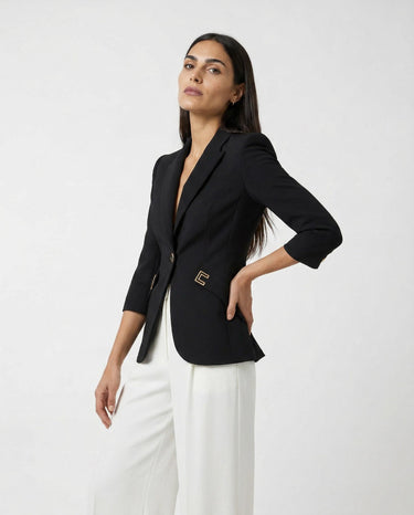 Giacca Elisabetta Franchi in Doppio Crêpe Stretch Slim GI21561E2 110 NERO ELISABETTA FRANCHI 