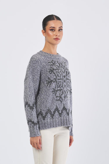 Maglia CIAD 2521366513 jacquard piazzato in mouline CIAD 2521366513 006 FIOCCO GRIGIO PENNY BLACK