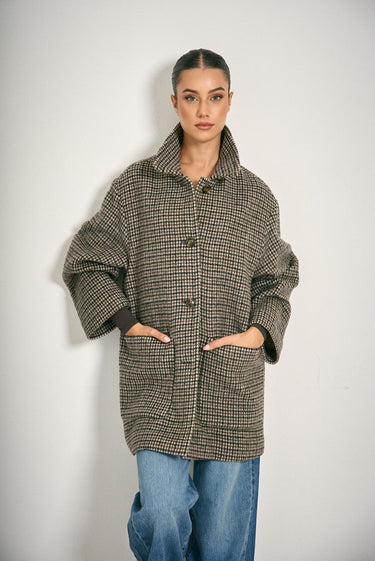 Giaccone ZINNIA 252508603 doppio tinto filo fantasia garzato ZINNIA 252508603 001 TESTA DI MORO EMME MARELLA 