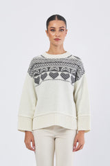 Maglia BREST 252536633 fil. jacquard misto lana+mohair BREST 252536633 001 BURRO+GRIGIO EMME MARELLA 