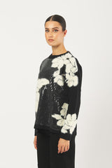 Maglia GODEZIA 252136616 intarsio con paillettes GODEZIA 252136616 001 BLACK/OFF WHITE PENNY BLACK